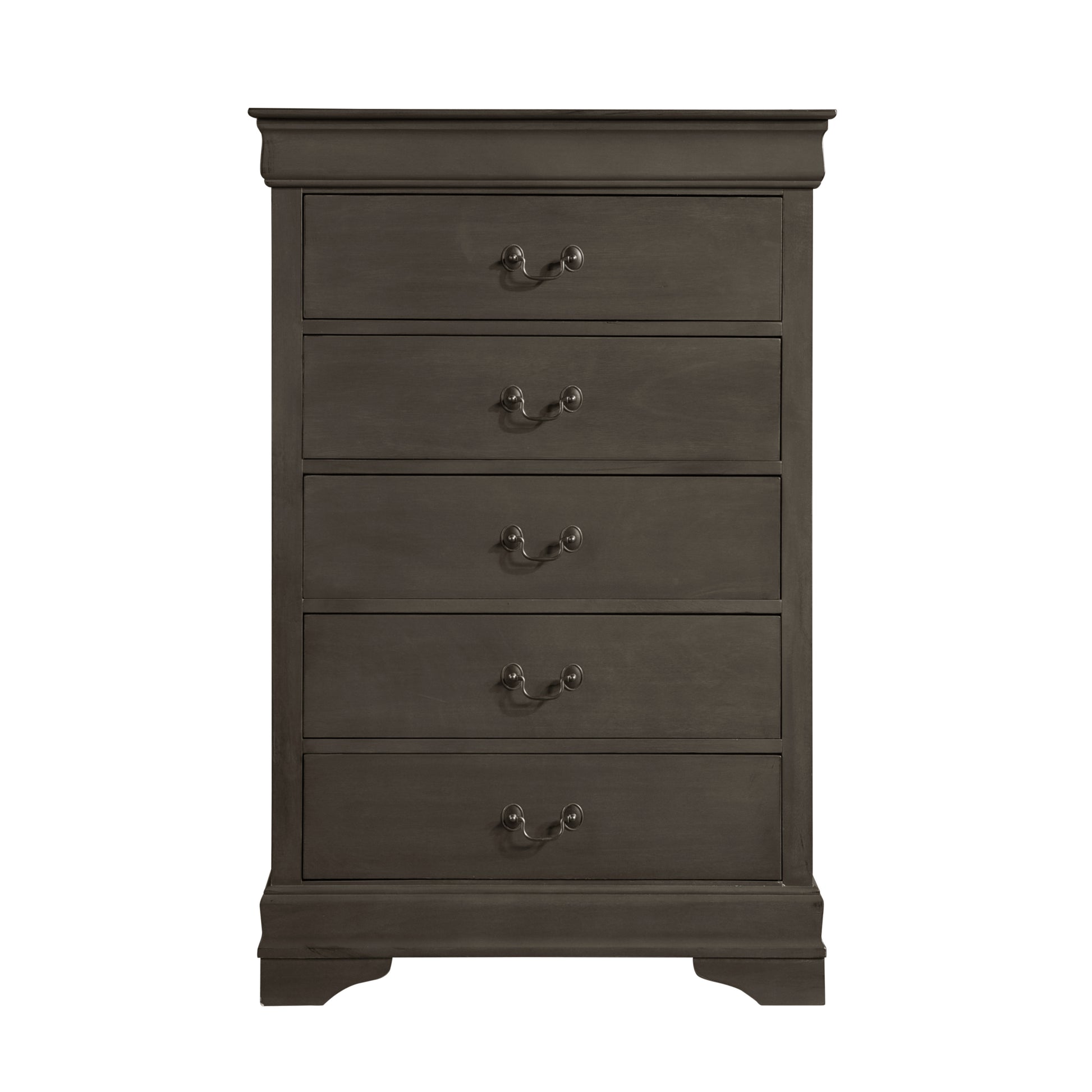 Classic Louis Philippe Style Stained Gray Finish 1Pc Chest Of 5X Drawers Traditional Design Bedroom Furniture Gray Bedroom Traditional Wood