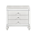 Glamorous Metallic White Finish 1Pc Nightstand Of 3X Drawers Faux Alligator Embossed Front Modern Bed Side Table White 3 Drawers Bedroom Wood