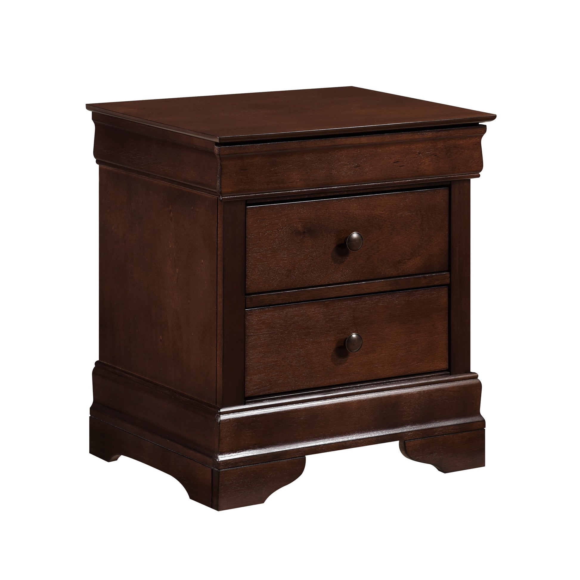 Louis Philippe Style 1Pc Nightstand Of Drawers Brown Cherry Finish Okume Veneer Bedroom Furniture Brown Mix 3 Drawers Bedroom Traditional Wood