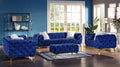 Blue Elegant Velvet Living Room Ottoman Blue Foam Polyester