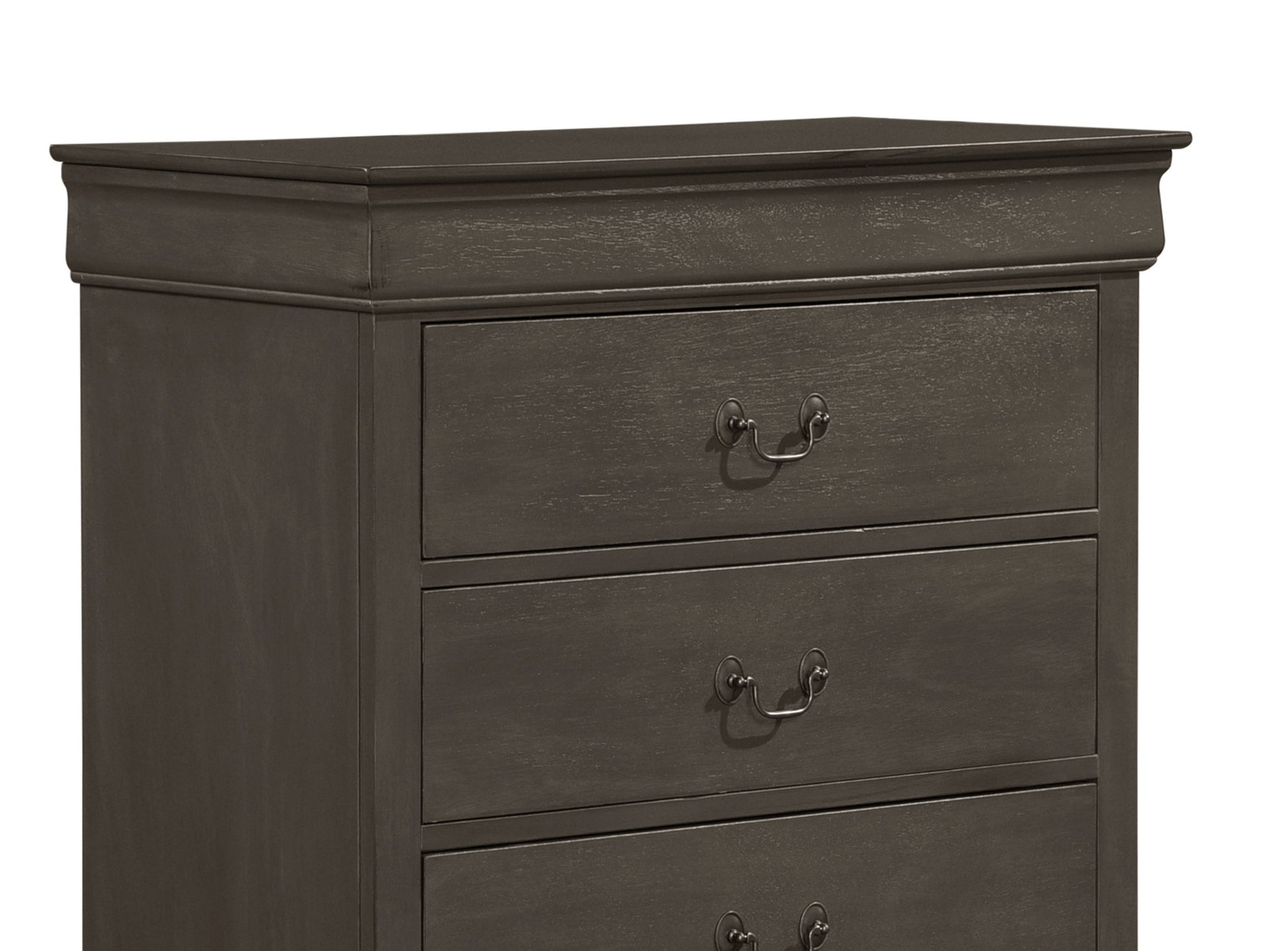 Classic Louis Philippe Style Stained Gray Finish 1Pc Chest Of 5X Drawers Traditional Design Bedroom Furniture Gray Bedroom Traditional Wood