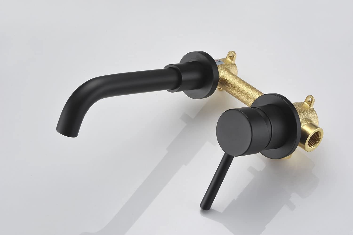 Wall Mount Single Handle Bathroom Faucet Matte Black Matte Black Brass