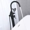 Freestanding Tub Filler Bathtub Faucet Matte Black With Hand Held Shower Floor Mount Matte Black Brass