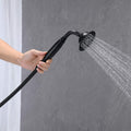 Freestanding Tub Filler Bathtub Faucet Matte Black With Hand Held Shower Floor Mount Matte Black Brass