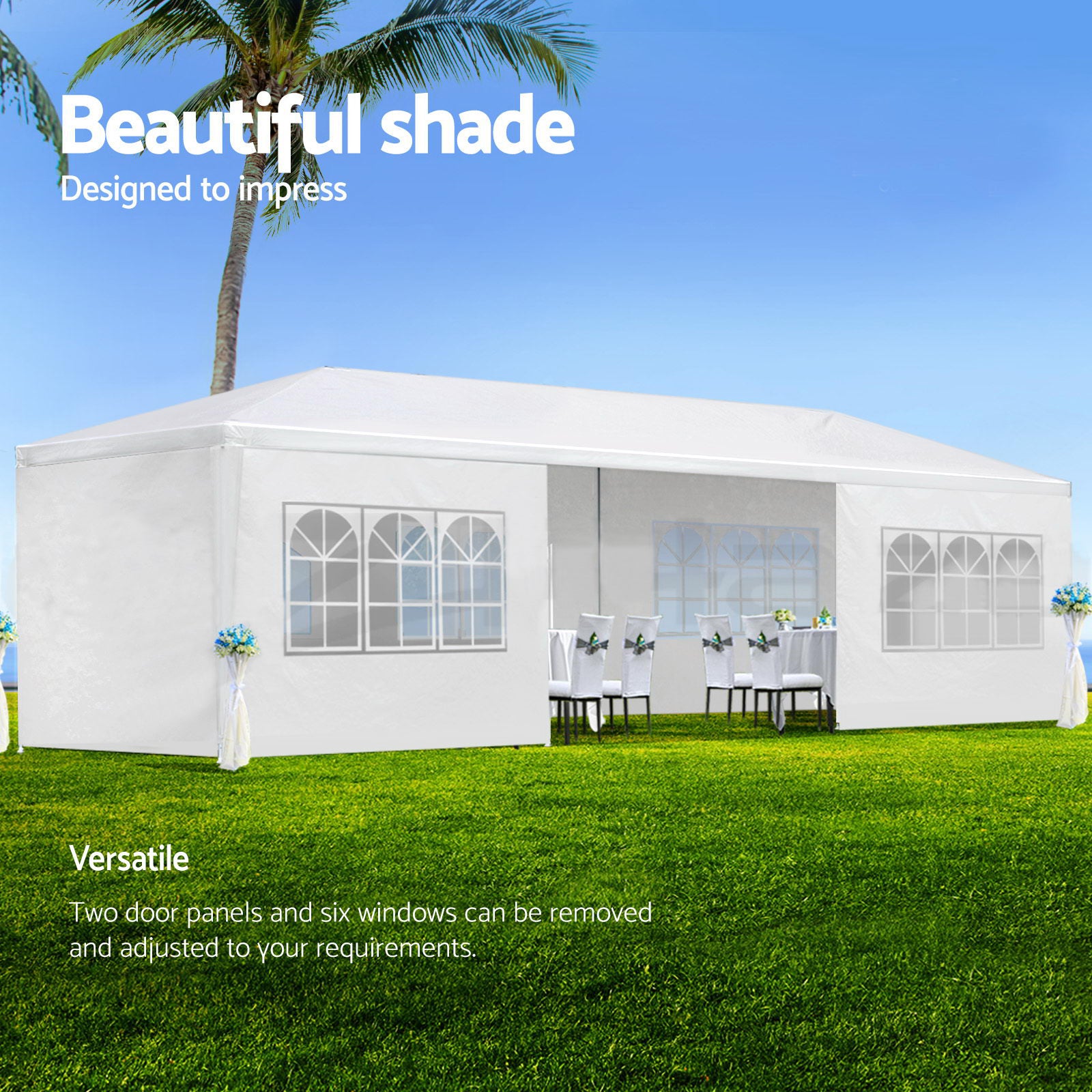 10X30' Wedding Party Canopy Tent Outdoor Gazebo With 8 Removable Sidewalls White Metal