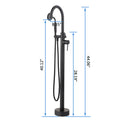 Freestanding Tub Filler Bathtub Faucet Matte Black With Hand Held Shower Floor Mount Matte Black Brass