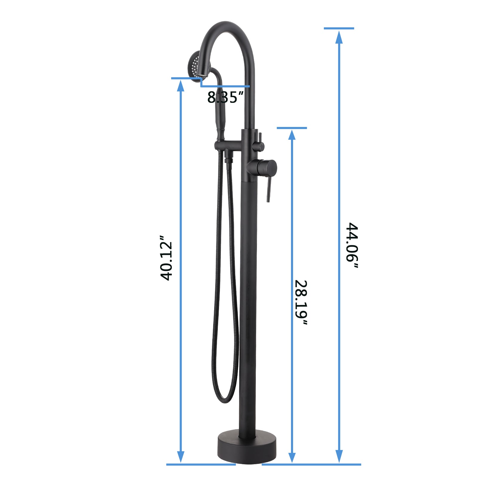 Freestanding Tub Filler Bathtub Faucet Matte Black With Hand Held Shower Floor Mount Matte Black Brass