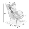 Rocking Chair, Mid Century Fabric Rocker Chair With Wood Legs And Patchwork Linen For Livingroom Bedroom Multicolor Linen