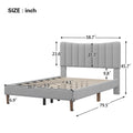 Upholstered Platform Bed Frame With Vertical Channel Tufted Headboard, No Box Spring Needed, Full,Gray Gray Linen