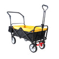 Folding Wagon Collapsible Outdoor Utility Wagon, Heavy Duty Folding Garden Portable Hand Cart, Drink Holder, Adjustable Handles Yellow Steel