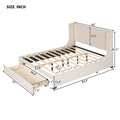 Queen Size Storage Bed Velvet Upholstered Platform Bed With Wingback Headboard And A Big Drawer Beige Beige Upholstered