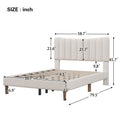 Upholstered Platform Bed Frame With Vertical Channel Tufted Headboard, No Box Spring Needed, Full, Cream Cream Linen