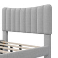 Upholstered Platform Bed Frame With Vertical Channel Tufted Headboard, No Box Spring Needed, Full,Gray Gray Linen