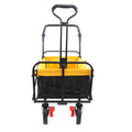 Folding Wagon Collapsible Outdoor Utility Wagon, Heavy Duty Folding Garden Portable Hand Cart, Drink Holder, Adjustable Handles Yellow Steel