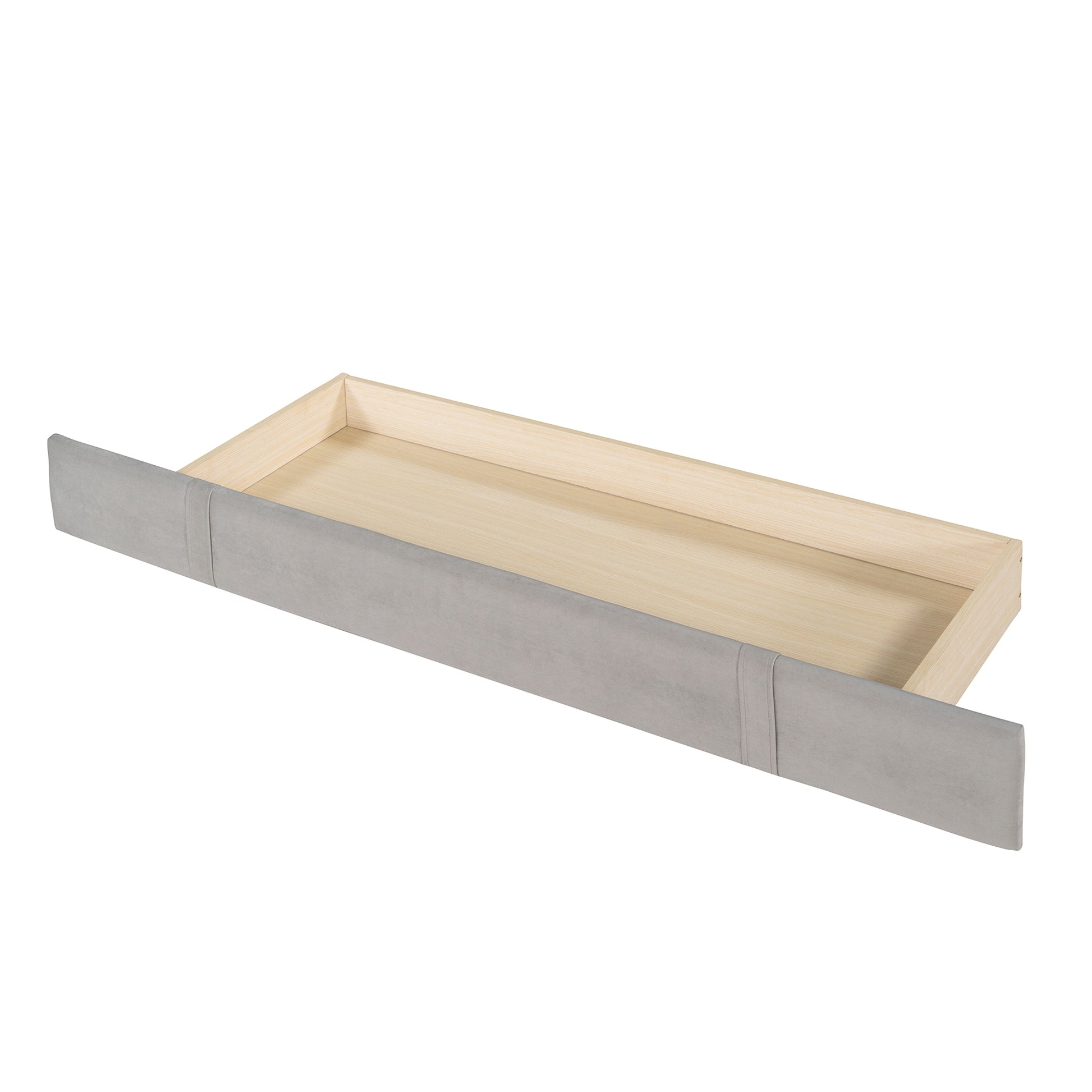 Queen Size Storage Bed Velvet Upholstered Platform Bed With Wingback Headboard And A Big Drawer Gray Gray Upholstered