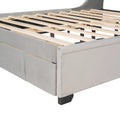 Queen Size Storage Bed Velvet Upholstered Platform Bed With Wingback Headboard And A Big Drawer Gray Gray Upholstered