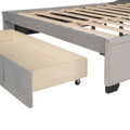 Queen Size Storage Bed Velvet Upholstered Platform Bed With Wingback Headboard And A Big Drawer Gray Gray Upholstered