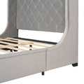 Queen Size Storage Bed Velvet Upholstered Platform Bed With Wingback Headboard And A Big Drawer Gray Gray Upholstered