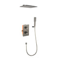 Waterfall Spout Wall Mounted Shower With Handheldshower Systems Gray Metal Gunmetal Brass