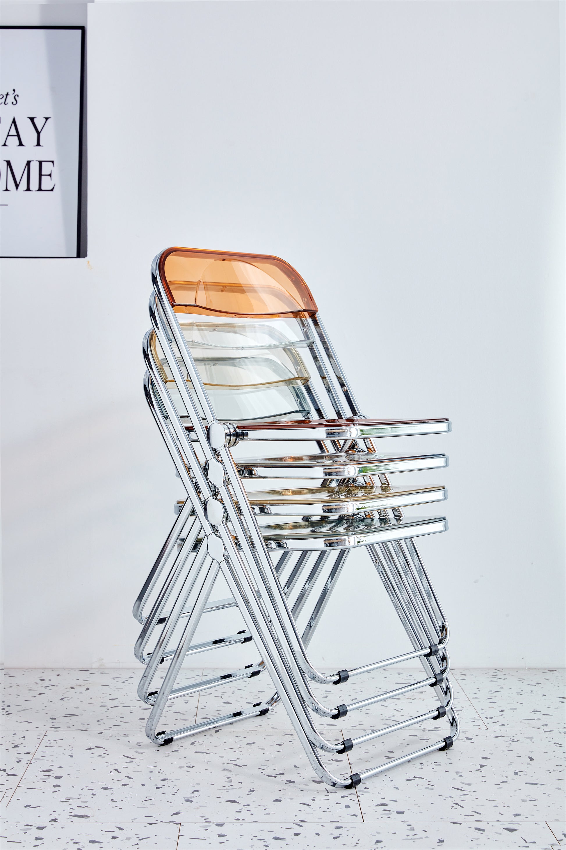 Yellow Clear Transparent Folding Chair Chair Pc Plastic Living Room Seat Zdy Huang 2 Yellow Steel