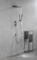 Waterfall Spout Wall Mounted Shower With Handheldshower Systems Gray Metal Gunmetal Brass