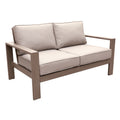 4 Piece Sofa Seating Group With Cushions, Wood Grained Pewter Polyester Aluminum