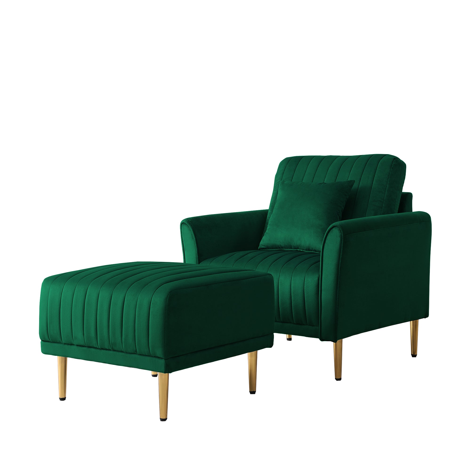 Modern Accent Chair Roll Arm Fabric Chairs, Contemporary Leisure Side Chair, Armchair For Living Room Or Bedroom With Metal Legs, Upholstered Single Sofa Club Chair Green Green Foam Velvet