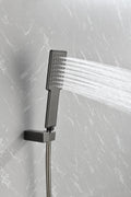 Waterfall Spout Wall Mounted Shower With Handheldshower Systems Gray Metal Gunmetal Brass