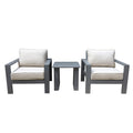 3 Piece Seating Group With Cushions, Powdered Pewter Pewter Polyester Aluminum