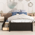 Twin Bed With 2 Drawers, Solid Wood, No Box Spring Needed ,Espresso Old Sku:W50441670 Twin Espresso Pine