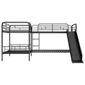 Twin Size L Shaped Bunk Bed With Slide And Ladder, Black Old Sku:Gx000615Aab Black Metal