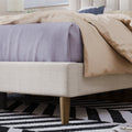 Upholstered Platform Bed Frame With Vertical Channel Tufted Headboard, No Box Spring Needed, Full, Cream Cream Linen