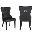 Erica 2 Piece Wood Legs Dinning Chair Finish With Velvet Fabric In Black Acacia Wood Black Primary Living Space Wipe Clean Transitional Accent Chairs Acacia Tufted Back Solid Wood Mdf Wood