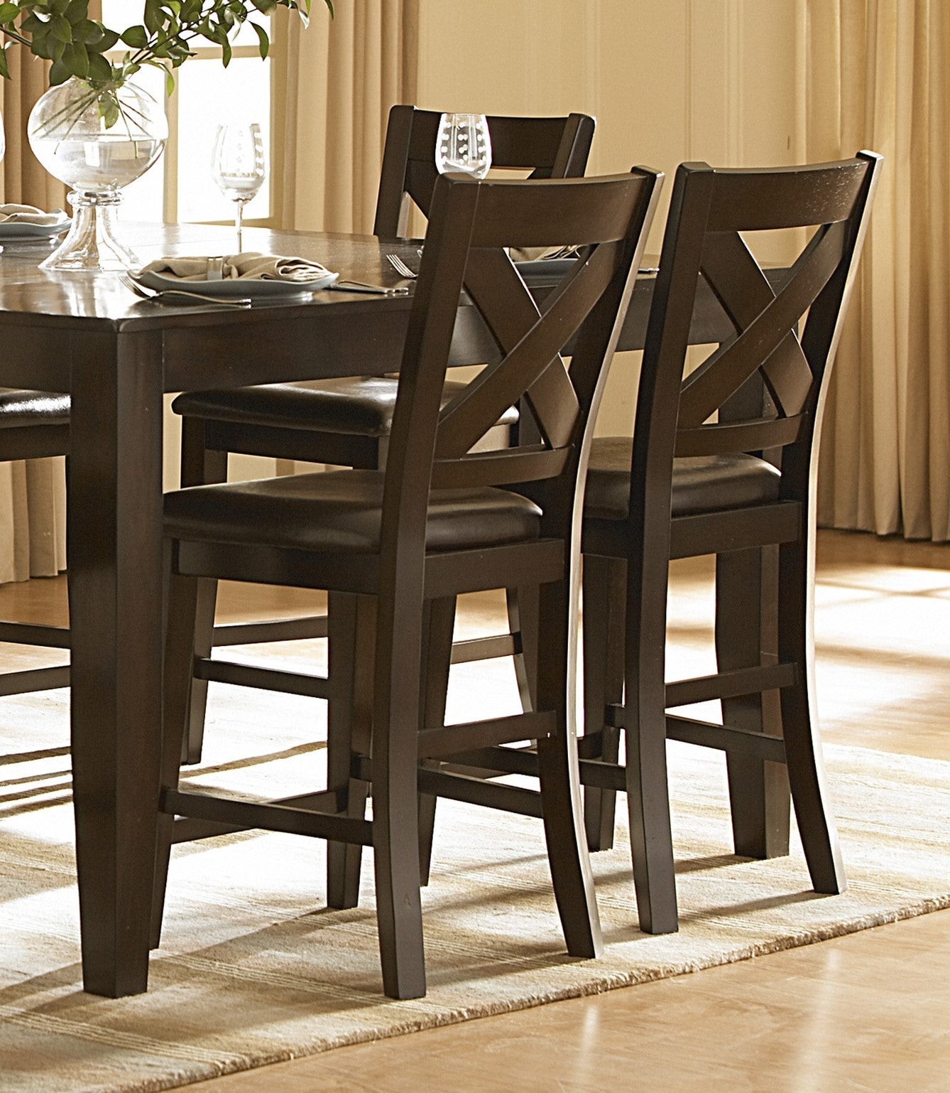 Strong Durable Counter Height Dining 7Pc Set Table W Self Storing Leaf And 6 Counter Height Chairs Warm Merlot Finish Wooden Furniture Wood Wood Brown Mix Seats 6 Wood Dining Room Self Storing Leaf Extendable 4 Leg Dining Table With Chair Wood