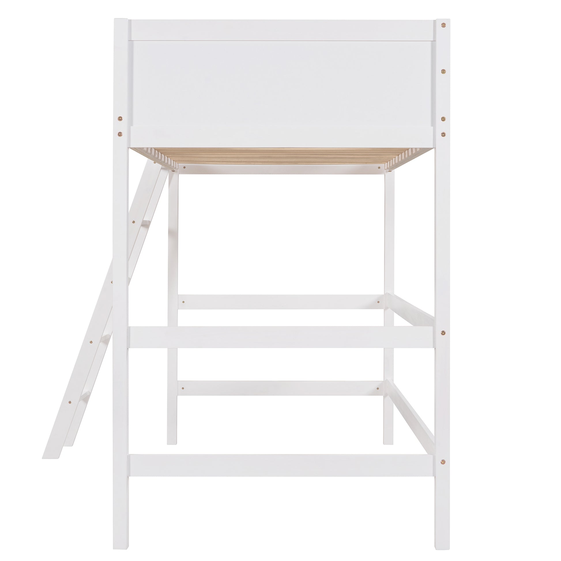 Solid Wood Twin Size Loft Bed With Ladder White Old Sku: Wf191903Aak White Solid Wood