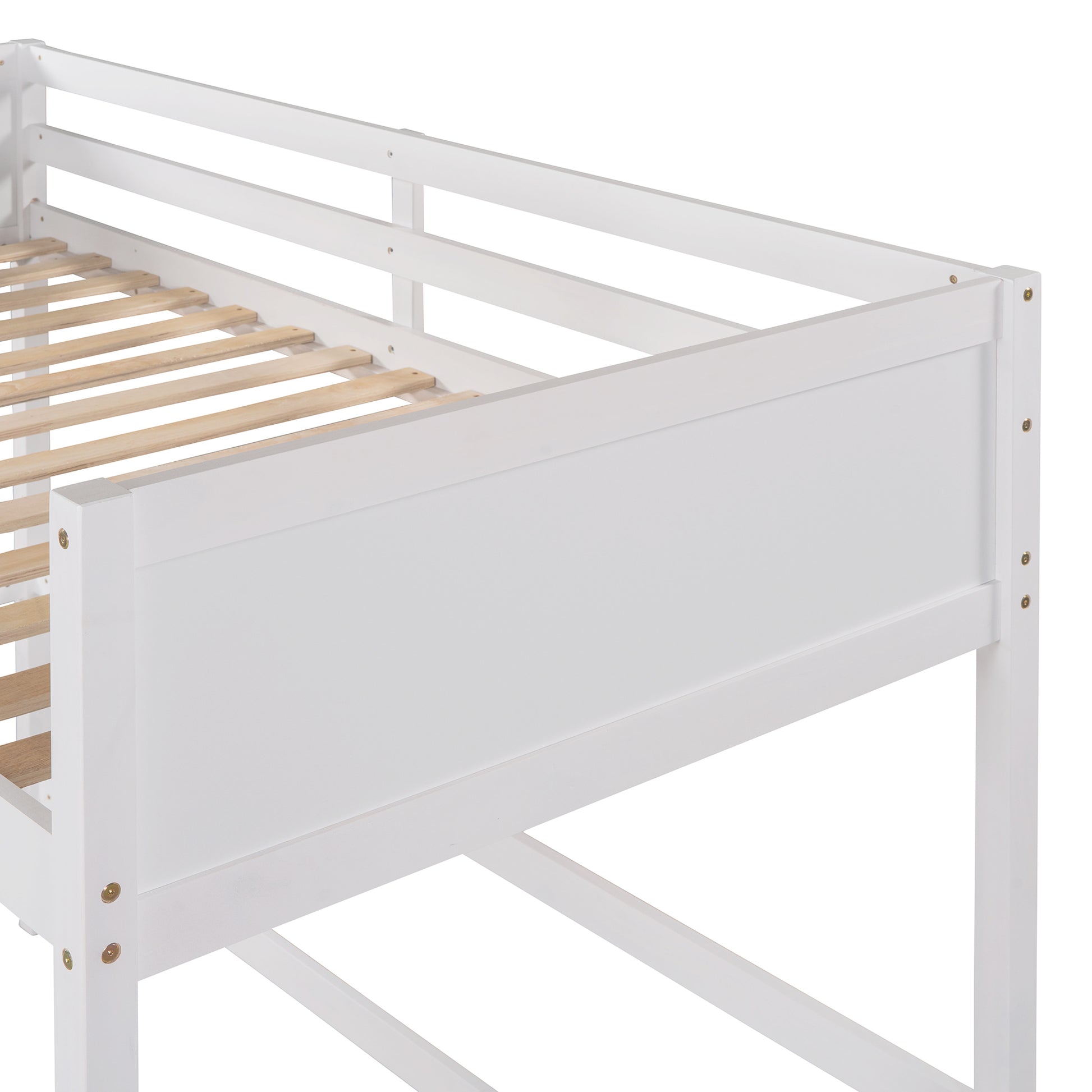 Solid Wood Twin Size Loft Bed With Ladder White Old Sku: Wf191903Aak White Solid Wood