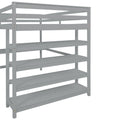 Loft Bed Full With Desk,Ladder,Shelvesgrey Grey Pine