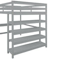 Loft Bed Full With Desk,Ladder,Shelvesgrey Grey Pine