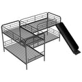 Twin Size L Shaped Bunk Bed With Slide And Ladder, Black Old Sku:Gx000615Aab Black Metal