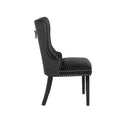 Erica 2 Piece Wood Legs Dinning Chair Finish With Velvet Fabric In Black Acacia Wood Black Primary Living Space Wipe Clean Transitional Accent Chairs Acacia Tufted Back Solid Wood Mdf Wood