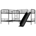 Twin Size L Shaped Bunk Bed With Slide And Ladder, Black Old Sku:Gx000615Aab Black Metal