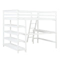 Loft Bed Full With Desk,Ladder,Shelveswhite White Pine