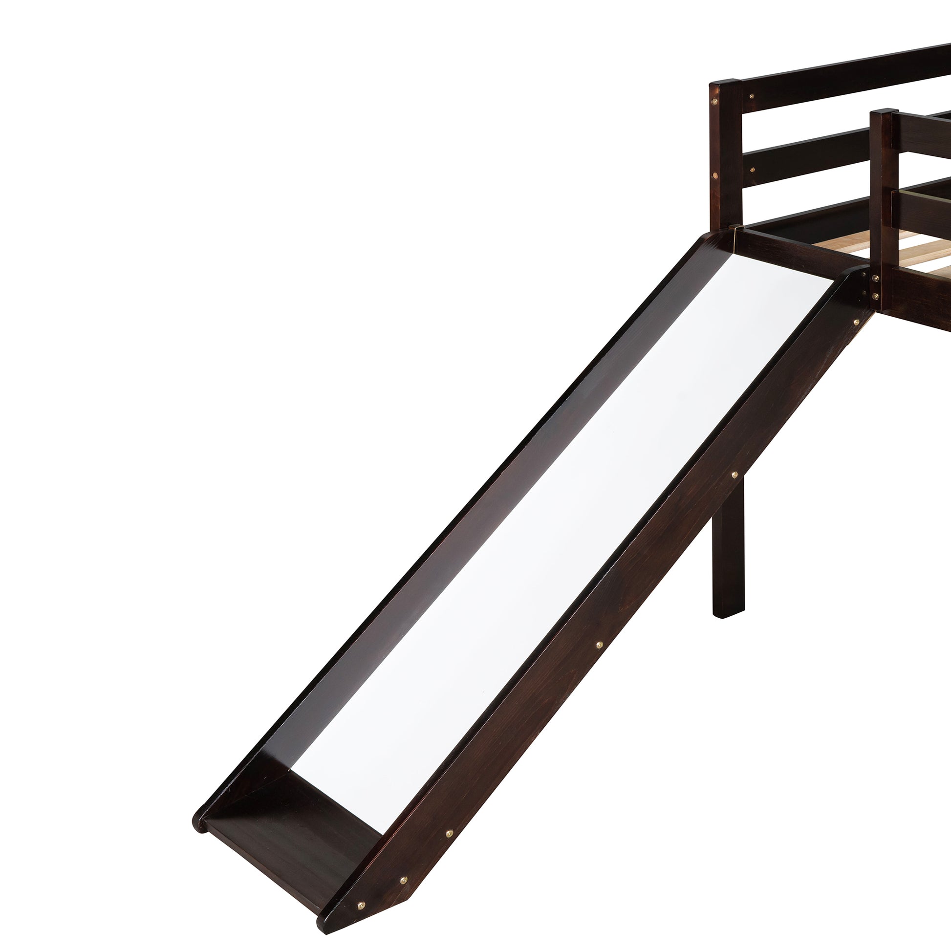 Loft Bed With Slide, Multifunctional Design, Twin Espresso Old Sku: Wf191904Aap Espresso Solid Wood