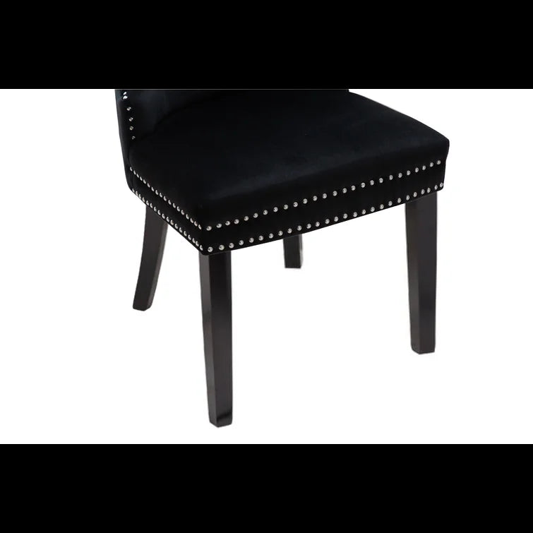 Erica 2 Piece Wood Legs Dinning Chair Finish With Velvet Fabric In Black Acacia Wood Black Primary Living Space Wipe Clean Transitional Accent Chairs Acacia Tufted Back Solid Wood Mdf Wood