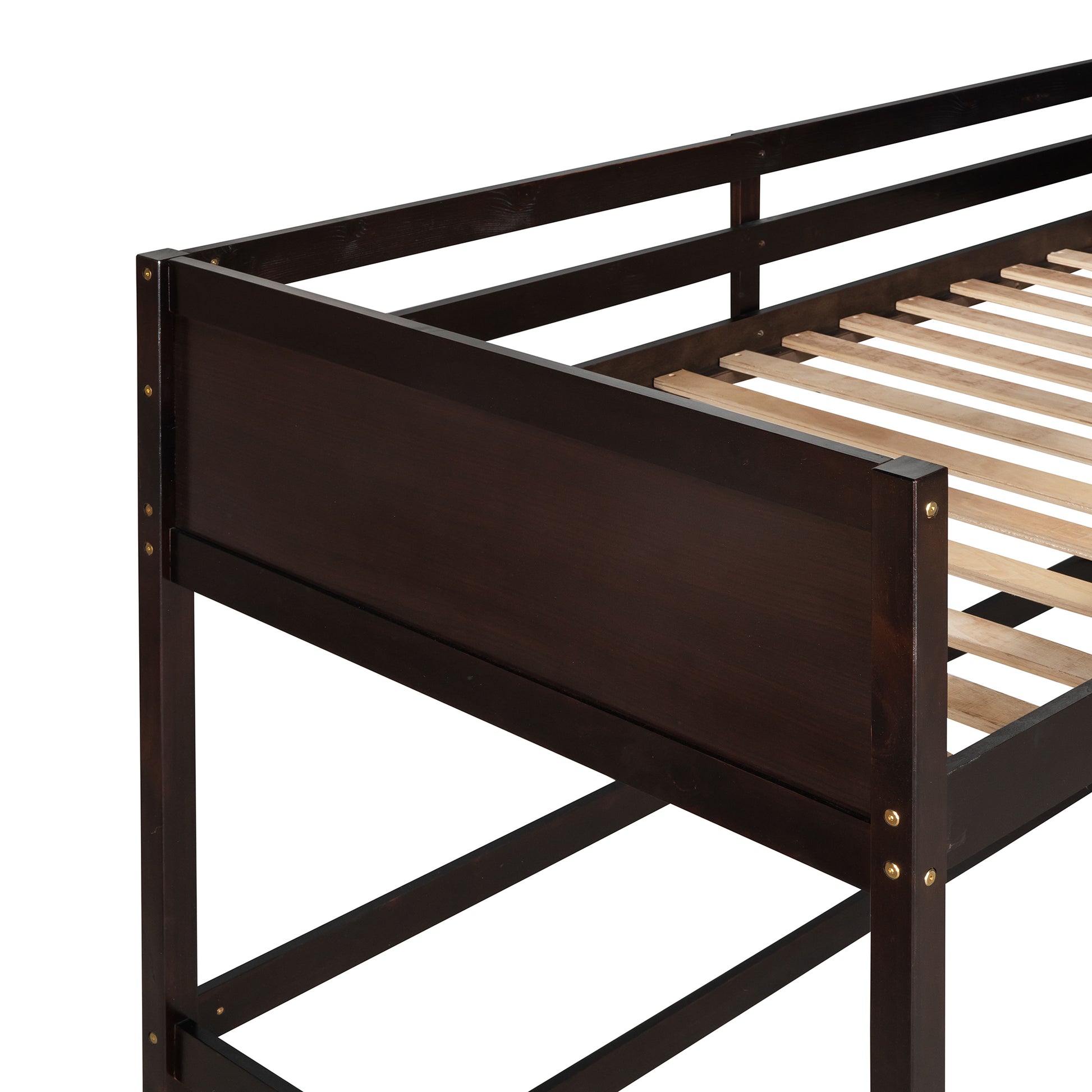 Solid Wood Twin Size Loft Bed With Ladder Espresso Old Sku: Wf191903Aap Espresso Solid Wood