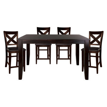 Strong Durable Counter Height Dining 5Pc Set Table W Self Storing Leaf And 4 Counter Height Chairs Warm Merlot Finish Wooden Furniture Wood Wood Brown Mix Seats 4 Wood Dining Room Extendable 4 Leg Dining Table With Chair Wood