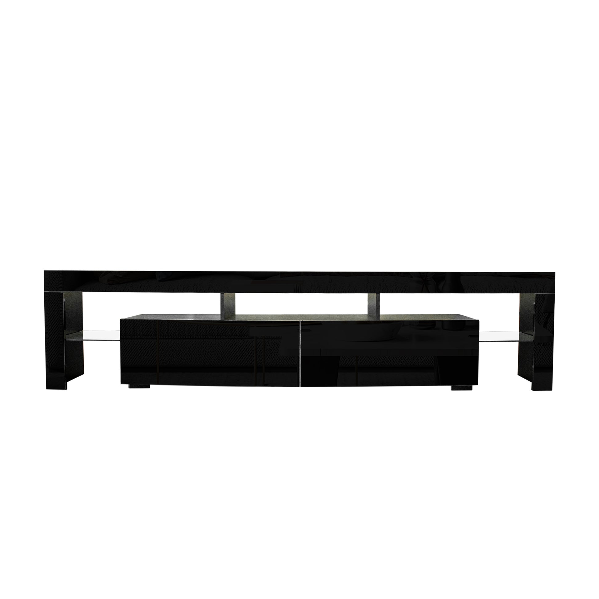 Modern Gloss Black Tv Stand For 80 Inch Tv20 Colors Led Tv Stand W Remote Control Lights Black Mdf