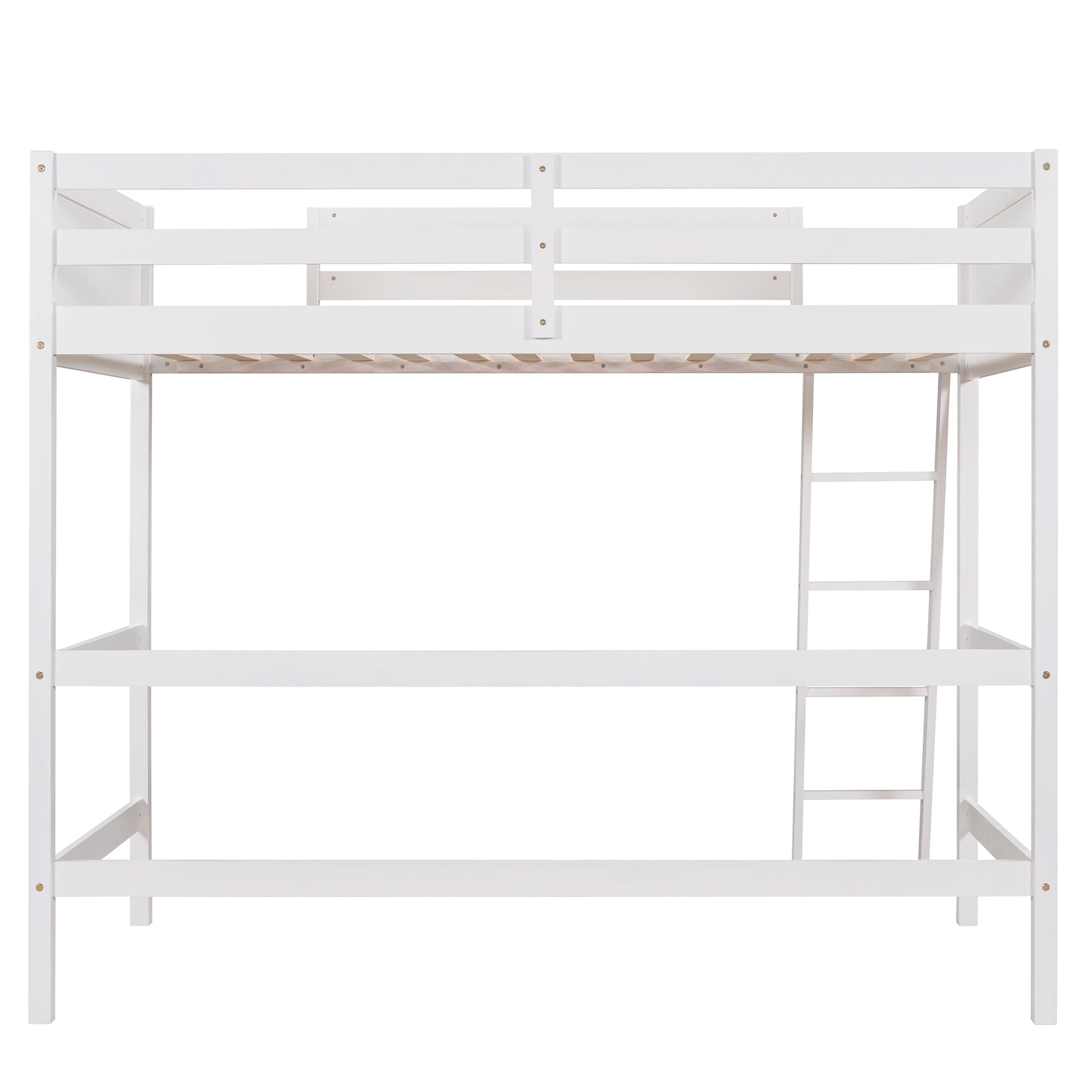 Solid Wood Twin Size Loft Bed With Ladder White Old Sku: Wf191903Aak White Solid Wood