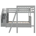 Twin Over Full L Shaped Bunk Bed With 3 Drawers, Ladder And Staircase Gray Gray Solid Wood