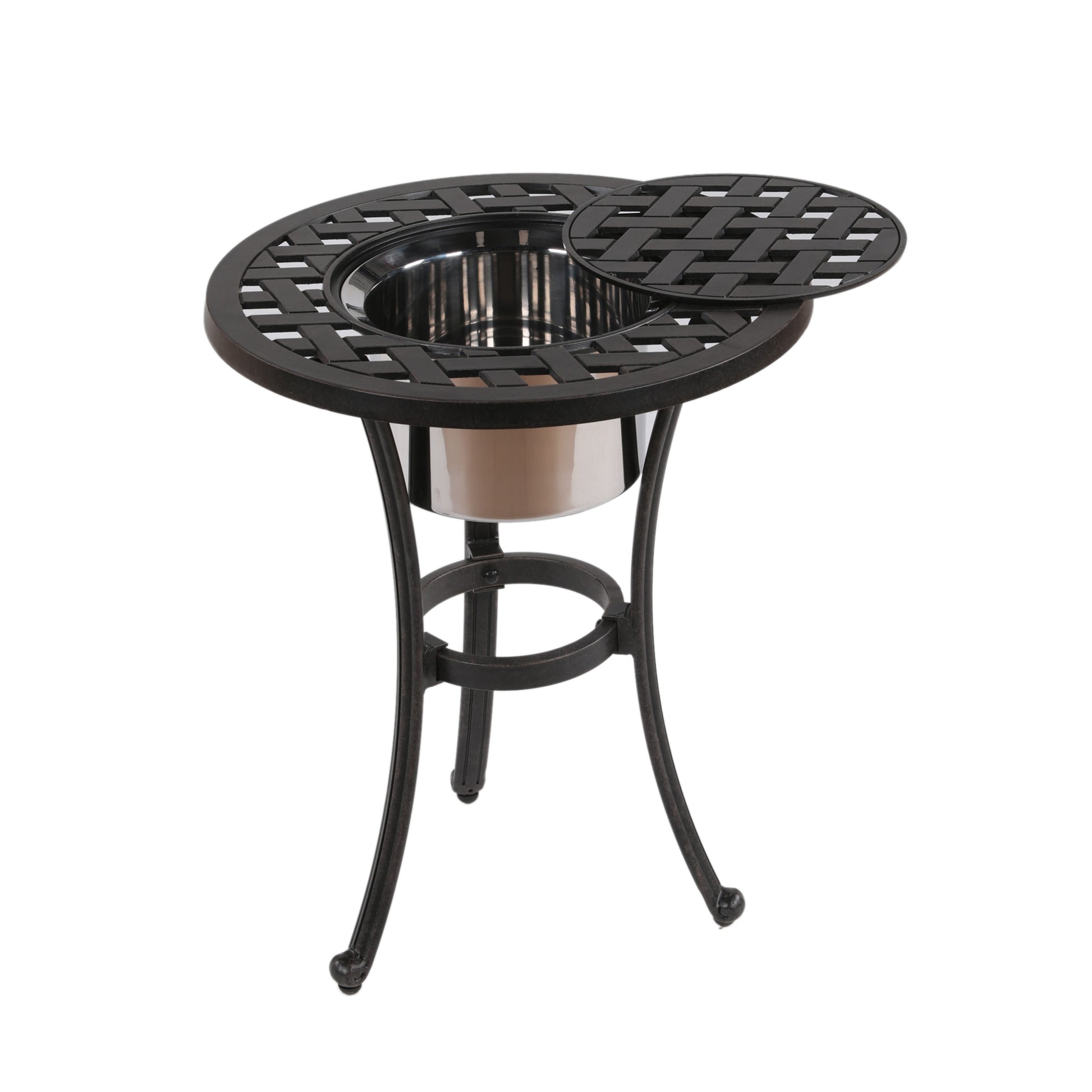 21" Round Aluminum Bistro Table Antique Bronze Aluminum